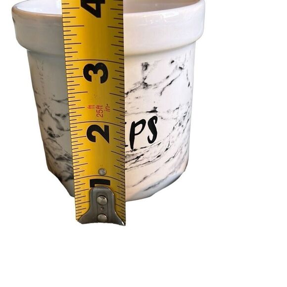 Marble Makeup Brush Holder with Three Ceramic Cups retro 80s vibe - Picture 6 of 7